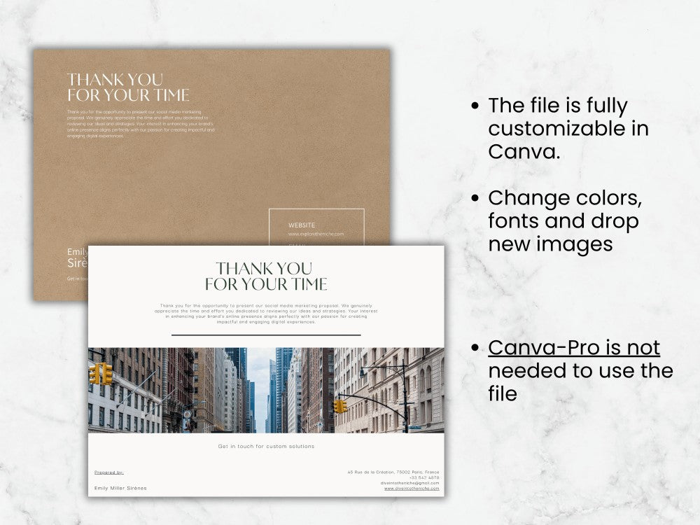 Two design templates with text on a light gray background