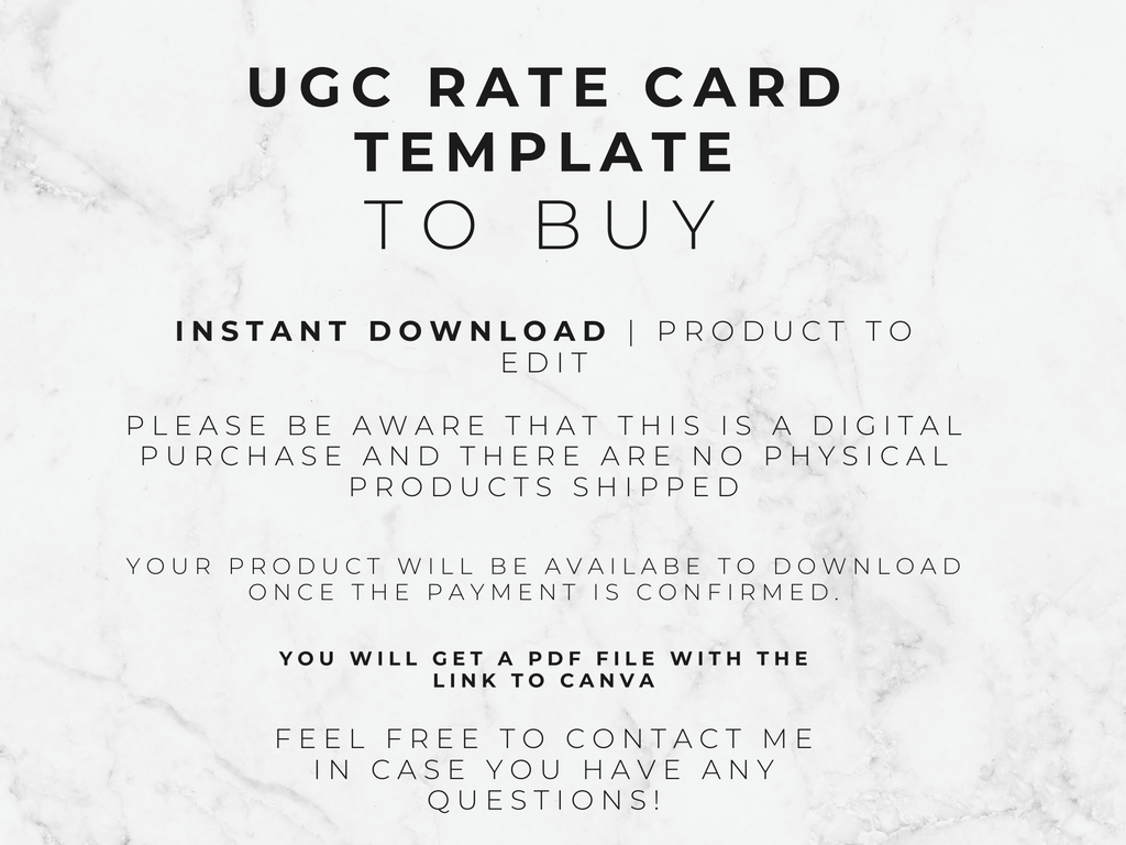 UGC Creator Rate Card Template (Canva)