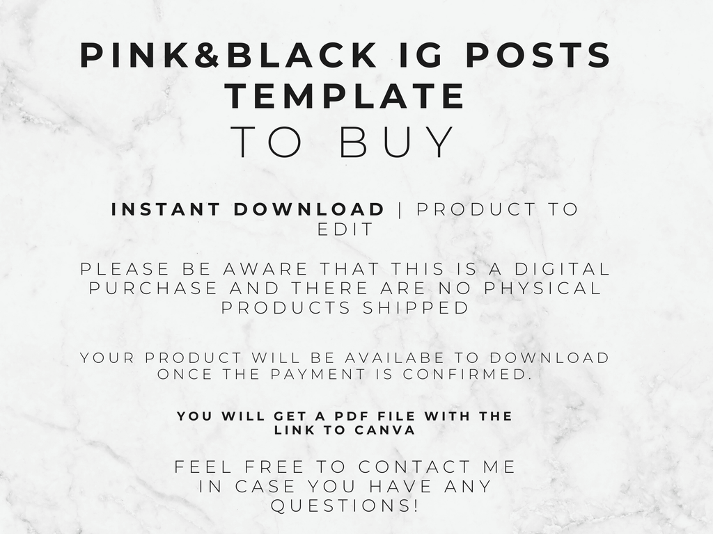 Instagram Post Templates: Black & Pink Theme for Canva (Digital Download)