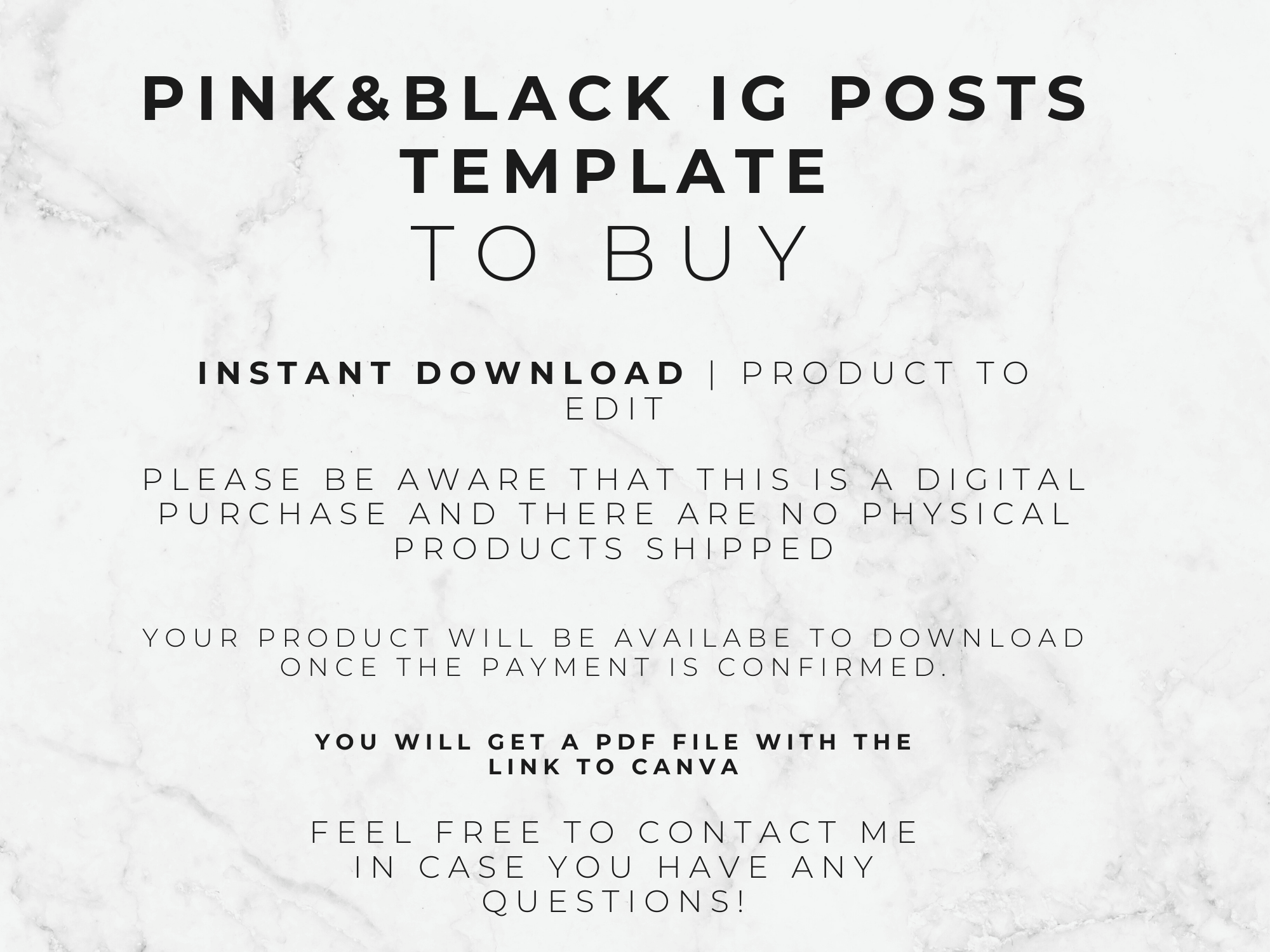 Instagram Post Templates: Black & Pink Theme for Canva (Digital Download)