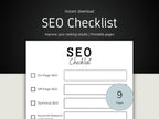 SEO checklist with checkboxes on a black and white background