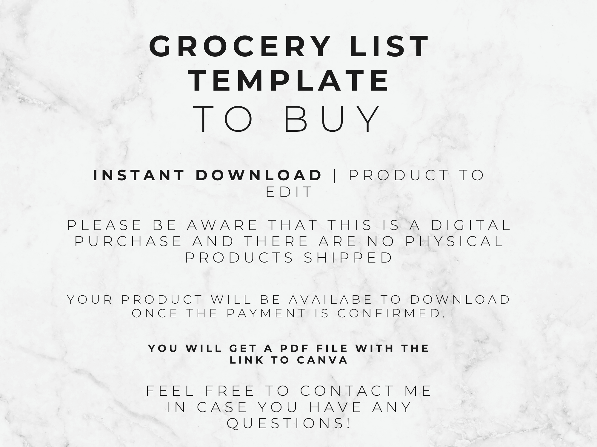 Editable Grocery List Template