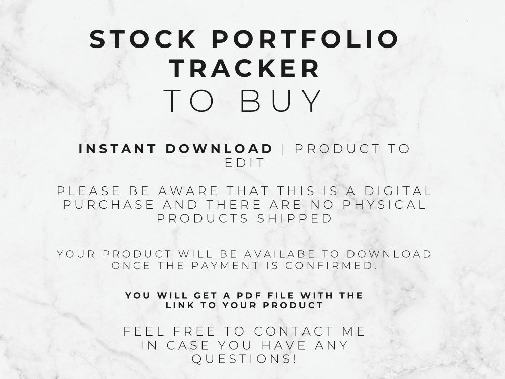 Text on a marble background about a stock portfolio tracker for download