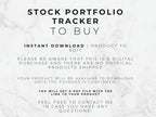 Text on a marble background about a stock portfolio tracker for download