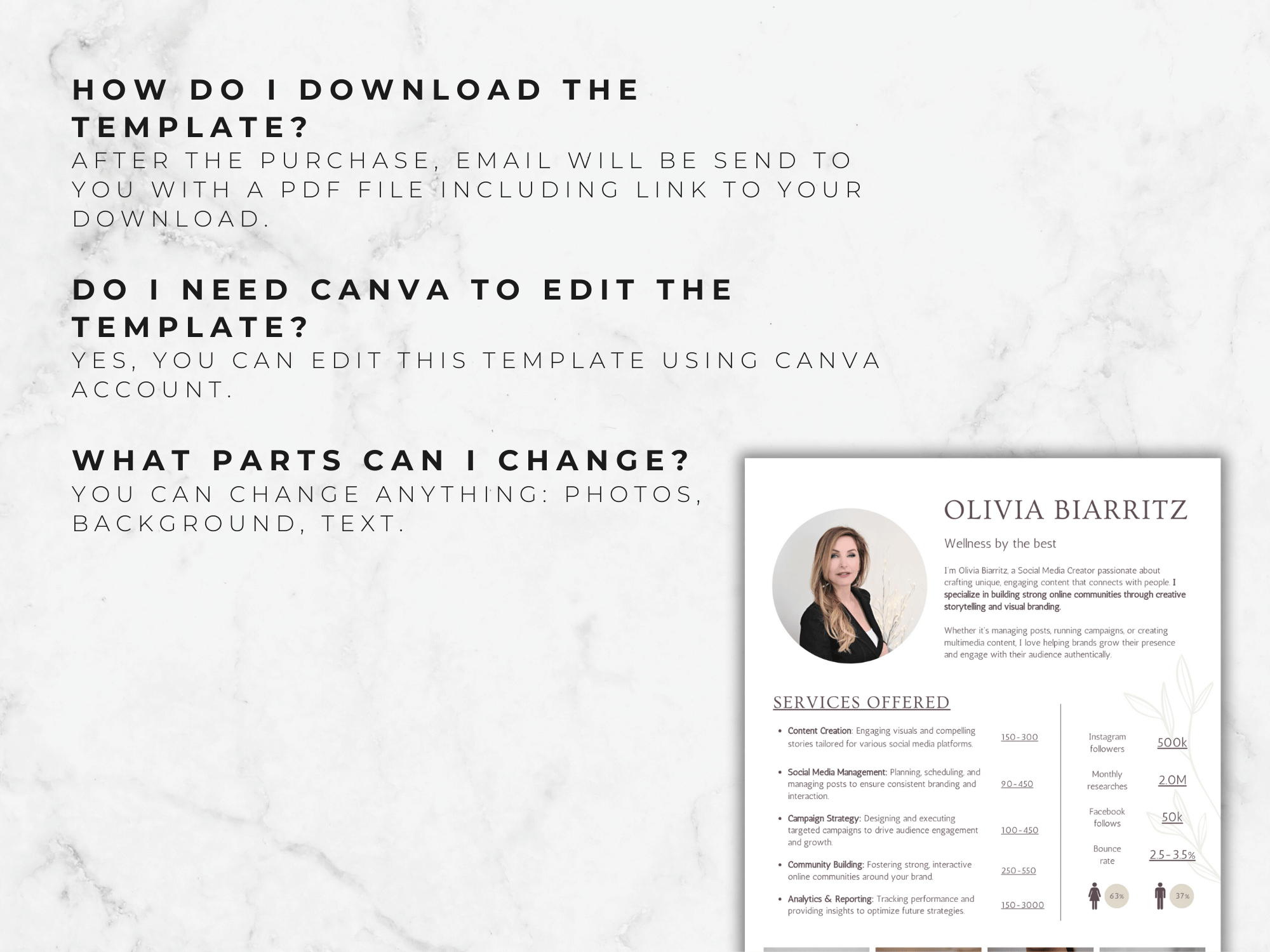 Rate Card Template for Influencers (Canva)