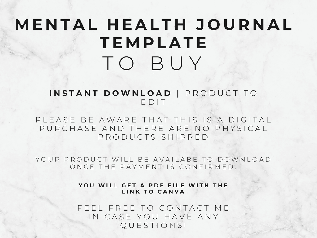 Printable Mental Health Journal Template | Self-Care & Therapy Workbook PDF