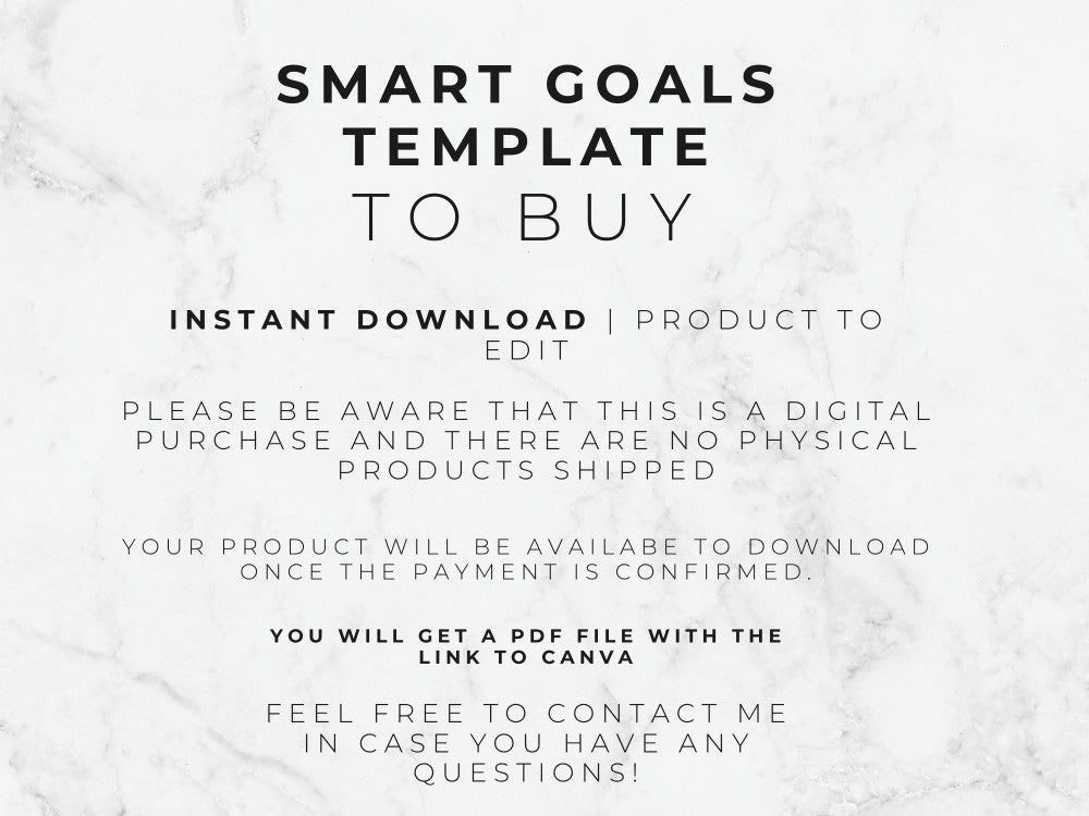 Smart goals template text on a marble background