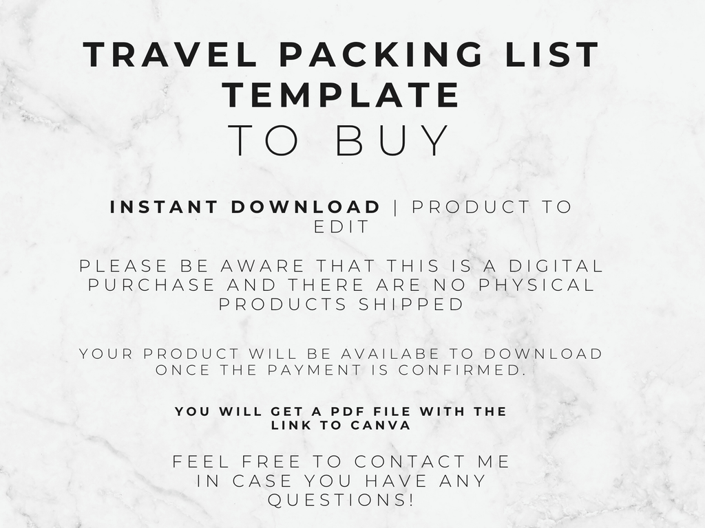 International Travel Packing List Template