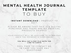 Mental health journal template purchase information on a marble background