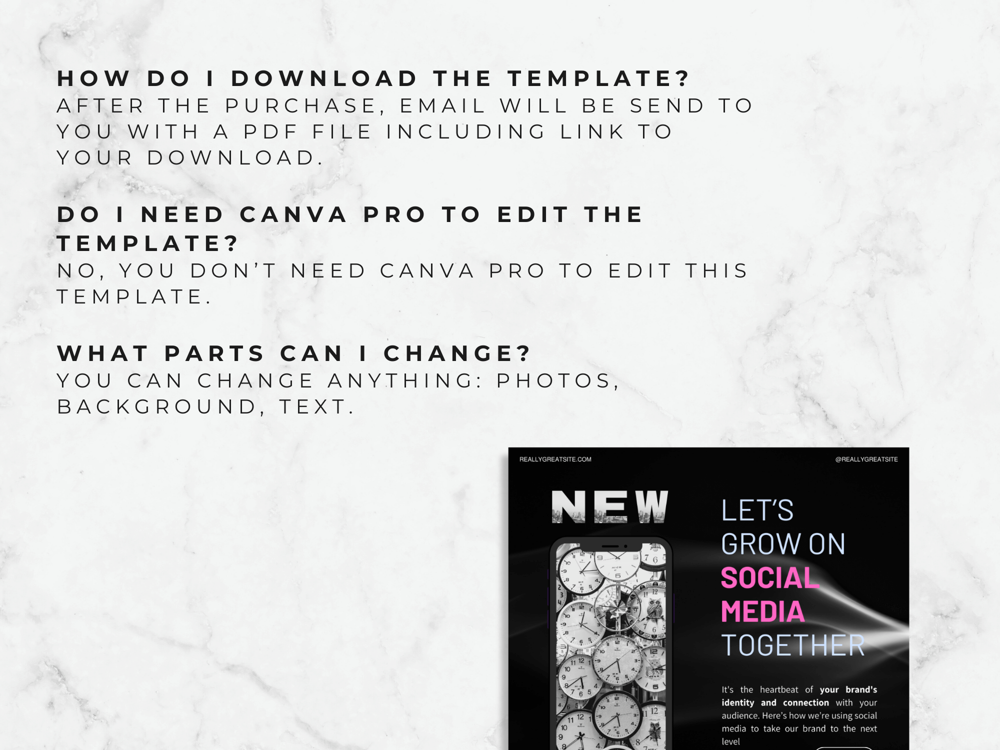 Instagram Post Templates: Black & Pink Theme for Canva (Digital Download)