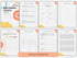 Collection of planner pages with various sections on a white background.
