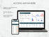 Laptop and smartphone displaying investment tracking software with text 'Access Anywhere' on a light gray background.