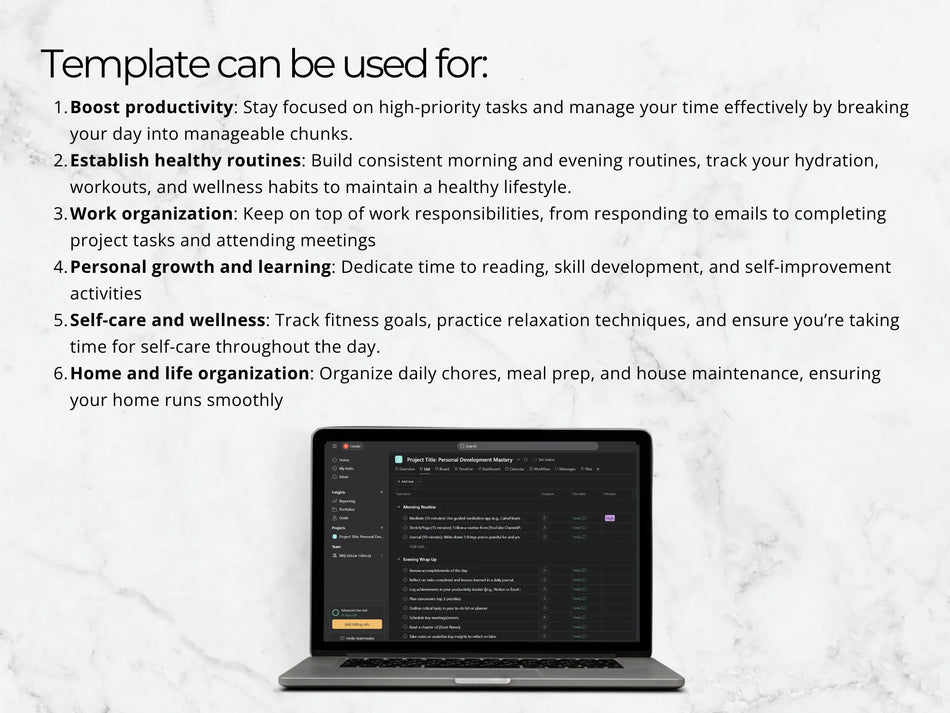 Laptop with productivity app on screen on a white background