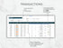 Financial transaction summary spreadsheet on a light gray background