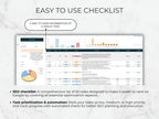 Screenshot of an SEO checklist tool with charts and text on a light background