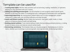 Laptop displaying a habit tracking app with text explaining its uses on a light gray background.