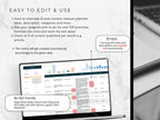 Laptop screen showing a blog planner interface with automated charts for tracking progress and content releases.