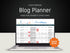 Laptop displaying a blog planner Google Sheets template with a 'Shop Now!' button on a dark background.