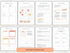 Set of business planning templates with various sections on a white background.