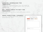 Instructions on how to download and edit a Canva email marketing template with text and a small preview of the template.