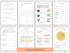 Set of business planning templates with various sections on a white background.