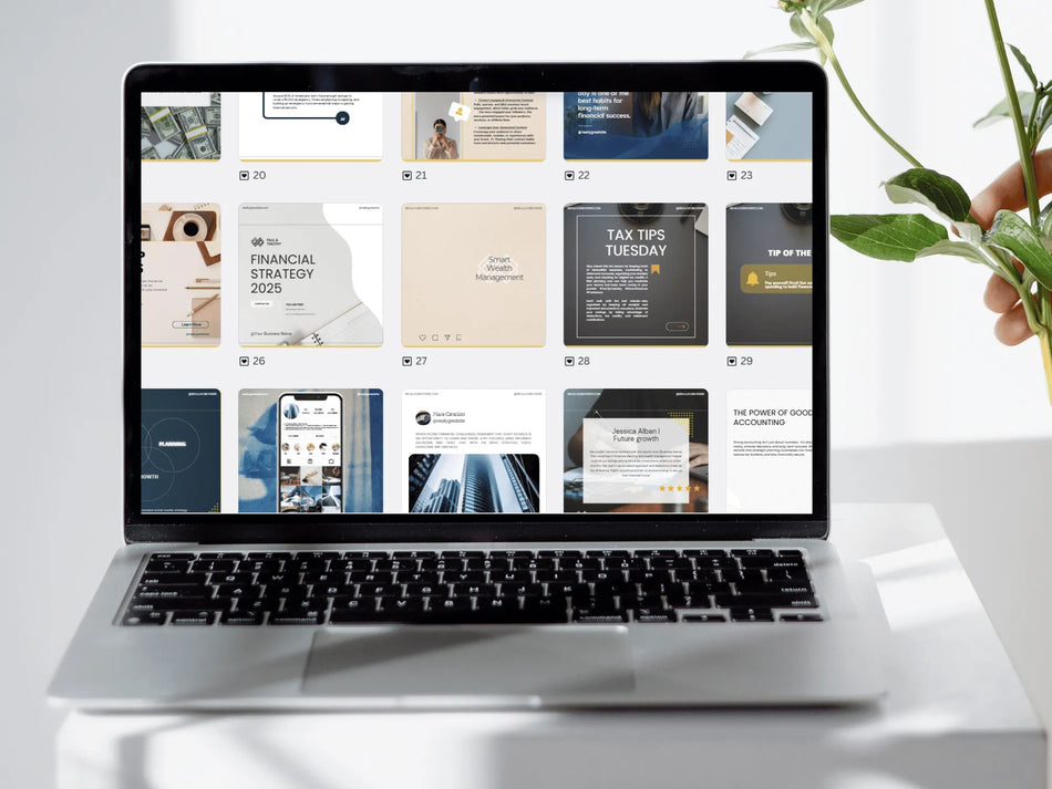 Laptop displaying a webpage with multiple articles on a white desk.