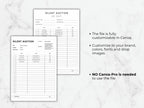 Two silent auction bid sheets on a marble surface with text about customization.