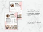 Two versions of a resume template with a pink design on a marble background.