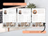 Three views of a resume template with a laptop and plant in the background.