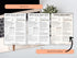 Three pages of a brand social media audit document on a desk with a keyboard and plant.