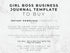 Text on a marble background about a girl boss business journal template for digital download.