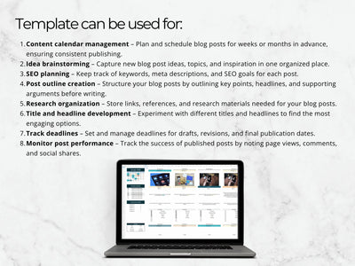 Laptop displaying a content management system on a light gray background