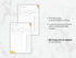 Two debt tracker sheets on a marble background with text about customization options.