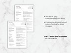 Two resume templates on a marble background with text about customization options.