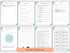 Set of self-reflection and goal-setting worksheets with a green and white color scheme.
