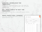 Debt tracker template with Canva logo on a marble background
