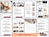 Eight sample pages from the yoga guide, featuring "Studio Etiquette," "Popular Classes" with photos of poses, and a "Product and Service" table for planning.