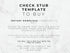 Text on a marble background about a check stub template for purchase.