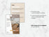 Black text on a white marble background explaining that this is a digital purchase for a Canva template with no physical product shipped