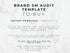 Text on a marble background about a brand SM audit template for instant download.