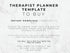 Text on a marble background about a therapist planner template for instant download.