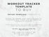 Text on a marble background describing a workout tracker template for digital download.