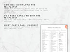 Travel packing list template on a marble background with text instructions.