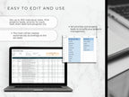 Laptop displaying a project management software with text on a white background
