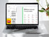 Laptop displaying a webpage with Italian verbs on a white surface with a plant.