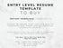 Text on a marble background about an entry-level resume template for purchase.