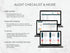 Audit checklist and related features displayed on a screen with text on a light gray background.