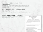 Resume template with text on a light gray background