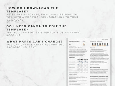 Instructions on how to download and edit a Canva template with text and layout.