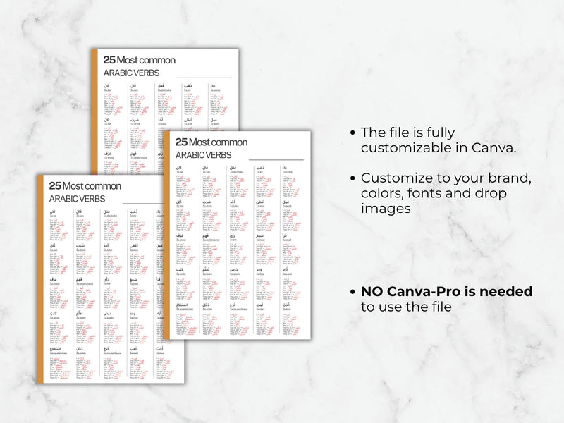 Arabic Verb Conjugation Chart | Canva & PDF